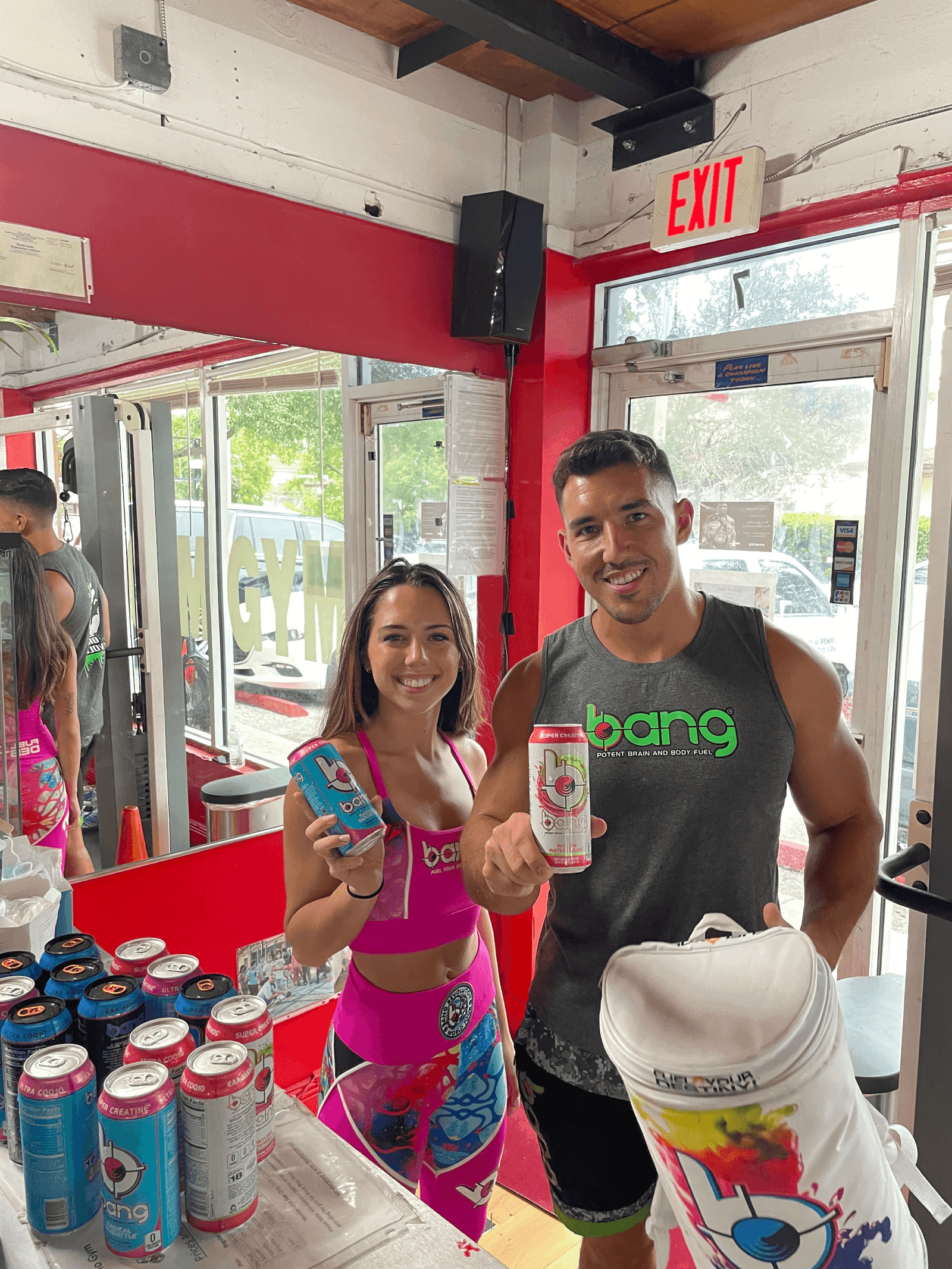 Members at the Gallo 8 Gym supplement and nutrition station